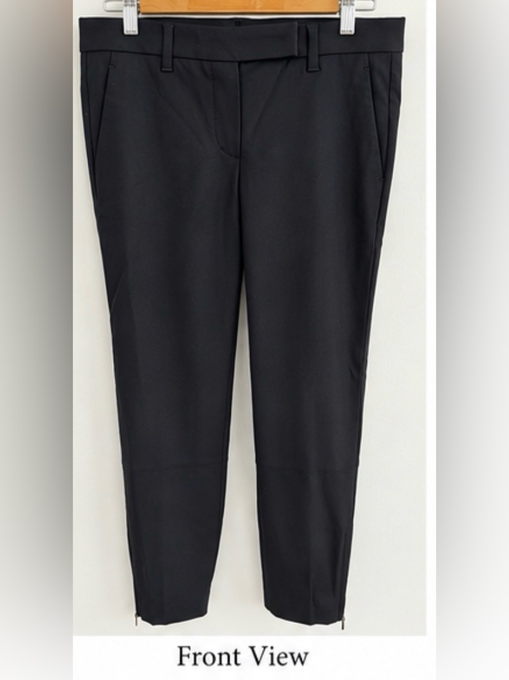 Brunello Cucinelli Wool Cropped Ankle Zip Pants Dark Gray US 6 IT 42